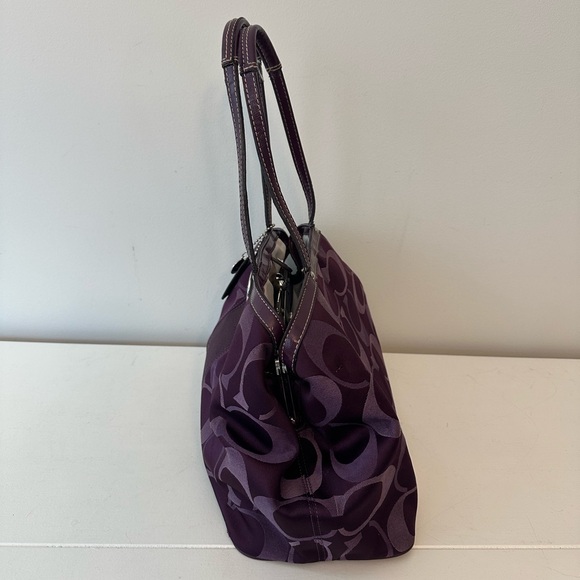 COACH F20105 striped carryall purple - Picture 2 of 8